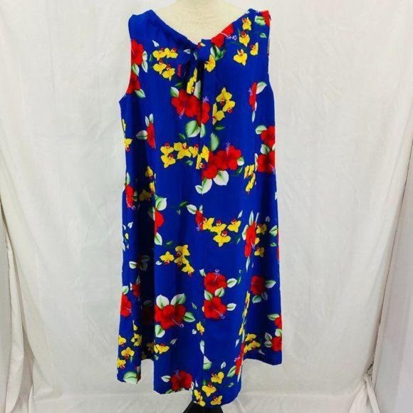 Vintage Hawaiian Made Tie Neck Midi Dress - Picture 1 of 8